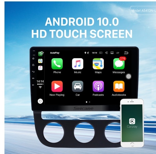 10,1" android  10, bilstereo  vw sagitar auto A/C (2007-2010) gps, wifi, 32GB