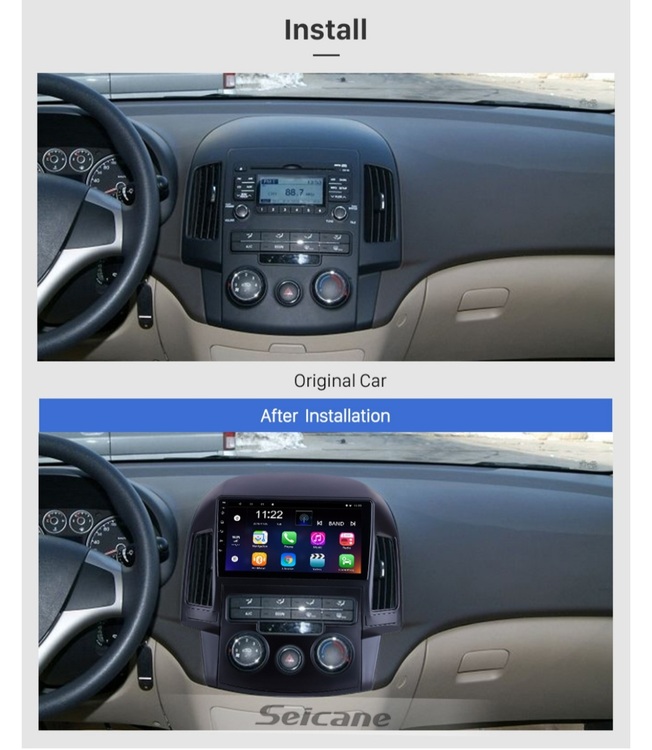9"android 10,bilstereo Hyundai i30 manuell A/C (2008--2011) gps, wifi, 32GB, blåtand