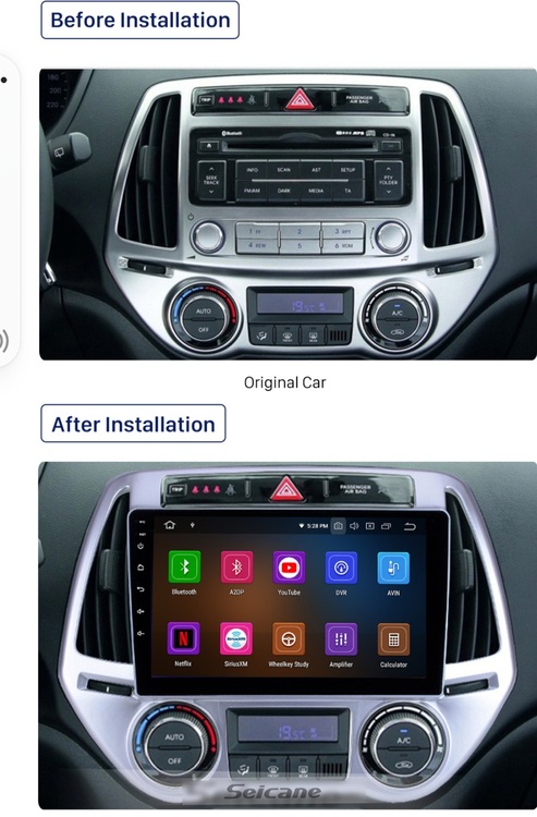 9"android 10,bilstereo Hyundai i20  automatiskt  A/C (2011--2014) GPS, WIFI, 32GB, Blåtand