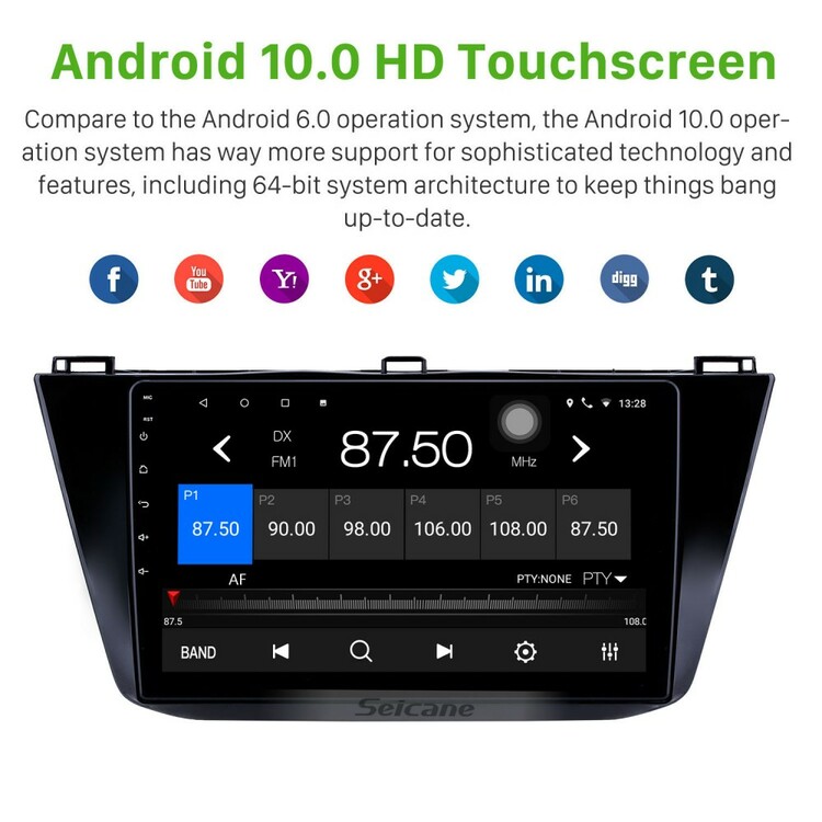 10,1" android  10, bilstereo  vw tiguan  (2016--2018) gps, wifi, 32GB, blåtand