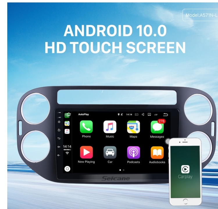 9"android 10,bilstereo vw tiguan (2010---2015) gps, wifi, 32GB, blåtand
