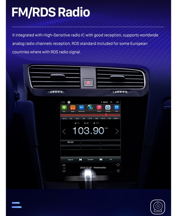 9.7" android 10, bilstereo vw Golf 7(2014---2018) gps, wifi, 32GB, blåtand