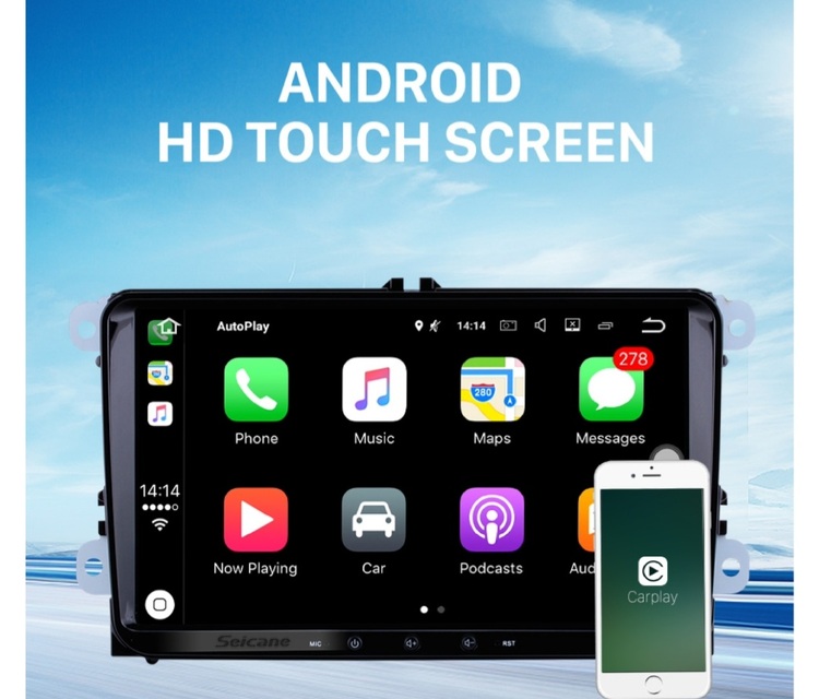 9" android 10,bilstereo  vw  Tiguan, Touran,passat,Golf,T5(år 2009) gps, wifi,32GB,Bluetooth