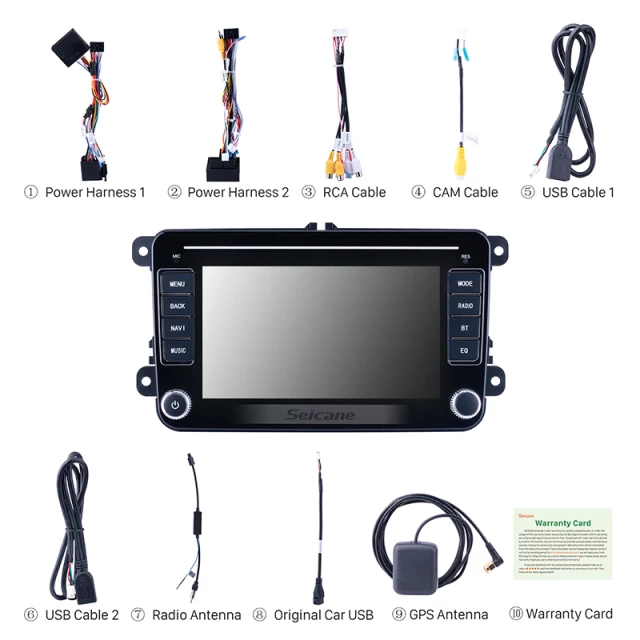 7" android10, vw bilstereo  ,gps, 32GB, blåtand, wifi