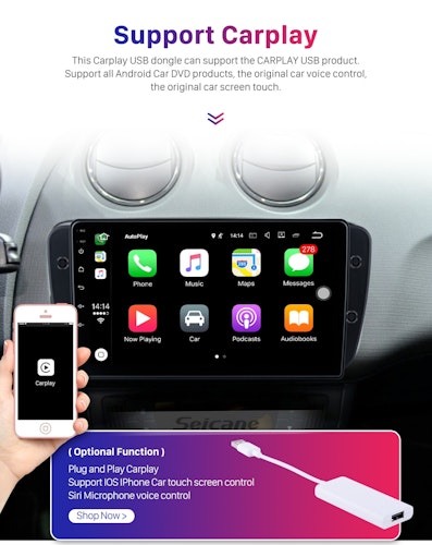 9"android 10,bilstereo Seat Ibiza(2008---2015) GPS, wifi  ,32GB, carplay, blåtand