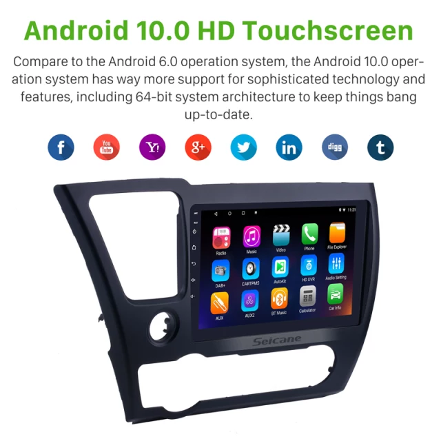 9" android 10,bilstereo  Honda civic(2014---2017) gps,wifi, 32GB, blåtand  carplay, 32GB