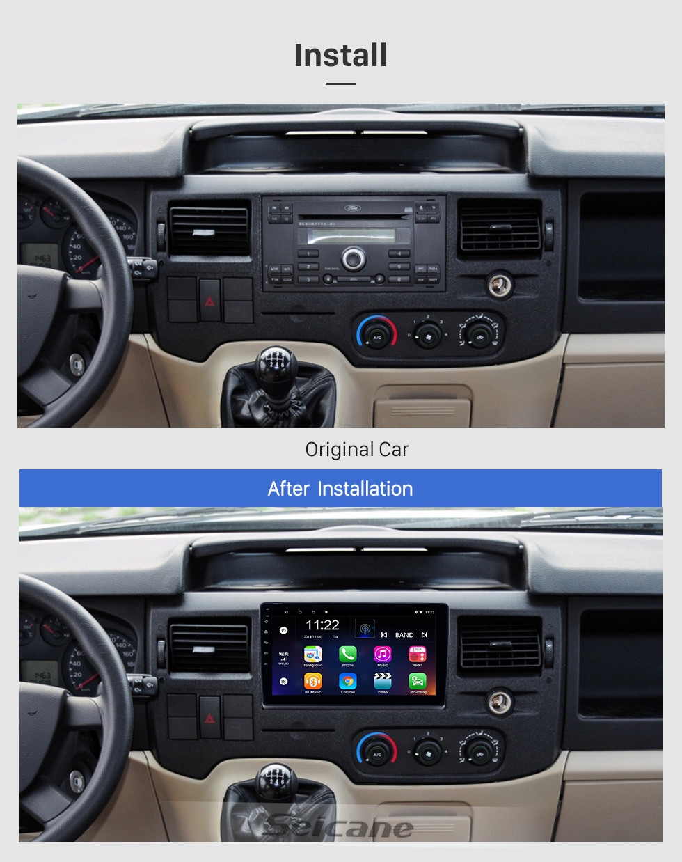10 1" android10, bilstereo Ford new Transit (2009---2019) 32Gb ,wifi,carplay android auto,blåtand ,gps