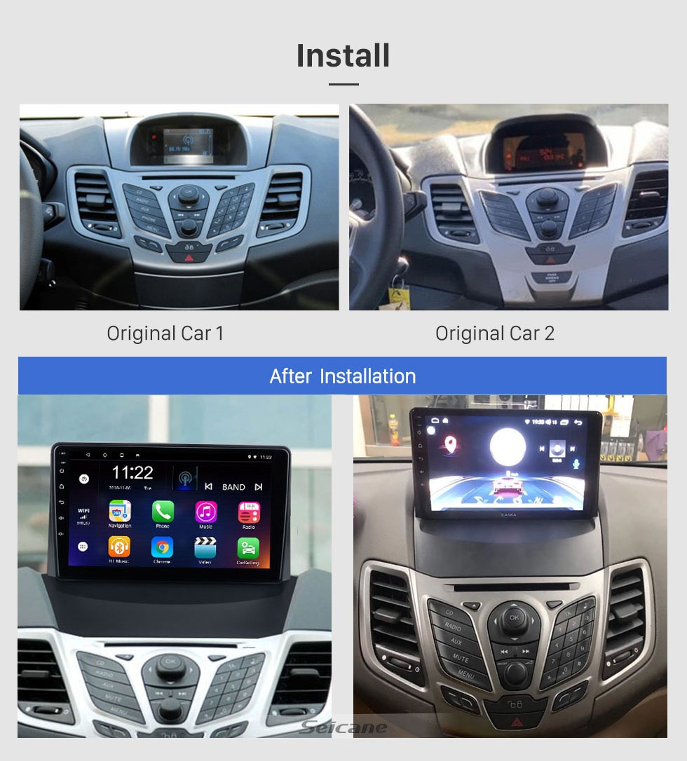 9"android 10,bilstereo Ford Fiesta (2009-- 2017) gps,carplay, android  auto,wifi,blåtand, 32gb