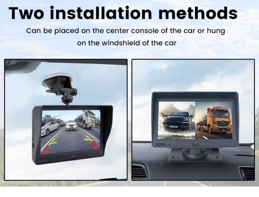 (12volt---36 volt) 7"  dvr monitor med främre & backkamera, carplay,android auto,GPS,blåtand, FM sändare,multimedia spelare