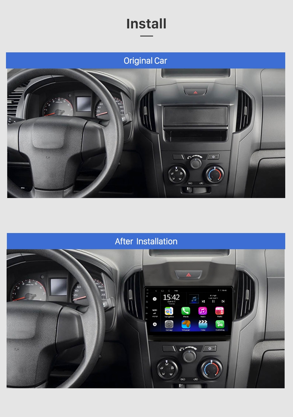 9"android 10 bilstereo  Isuzu Dmax (2012--2018) gps, wifi, 32GB, blåtand, carplay,  android auto