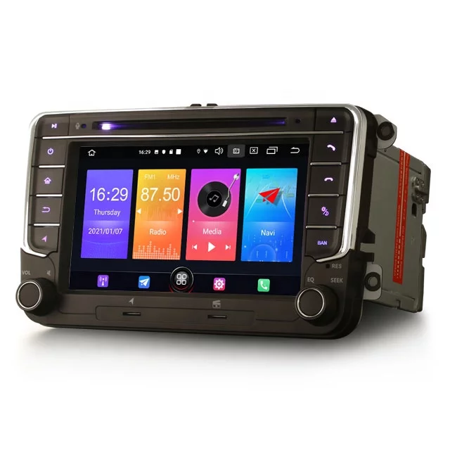 7"android 10,  vw bilstereo med DVD spelare, RDS wifi,32gb,carplay,blåtand, android  auto,FM radio AM radioi
