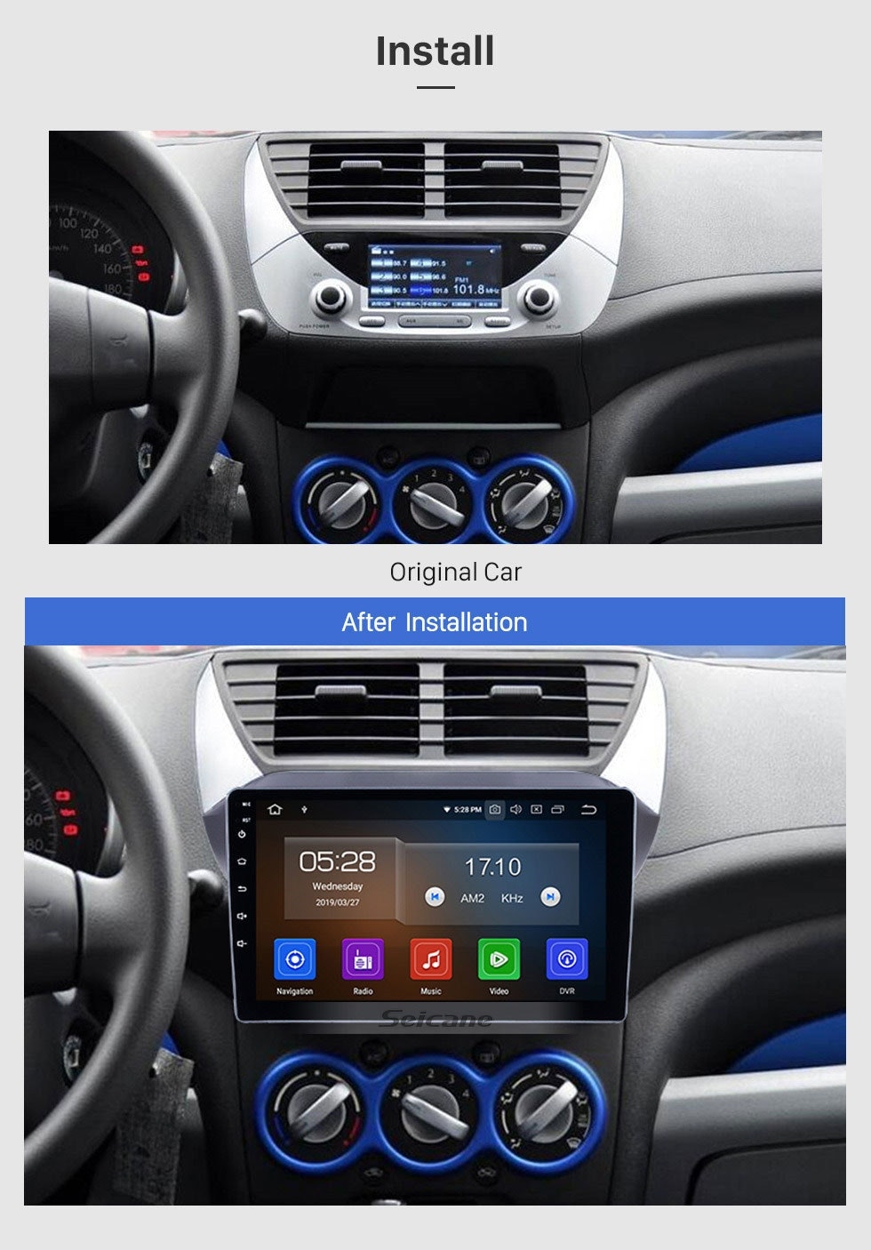 9"android 10,bilstereo Suzuki Alto (2009--2016) gps ,wifi, 32GB, blåtand, carplay, android auto, blåtand RDS, Dm radio