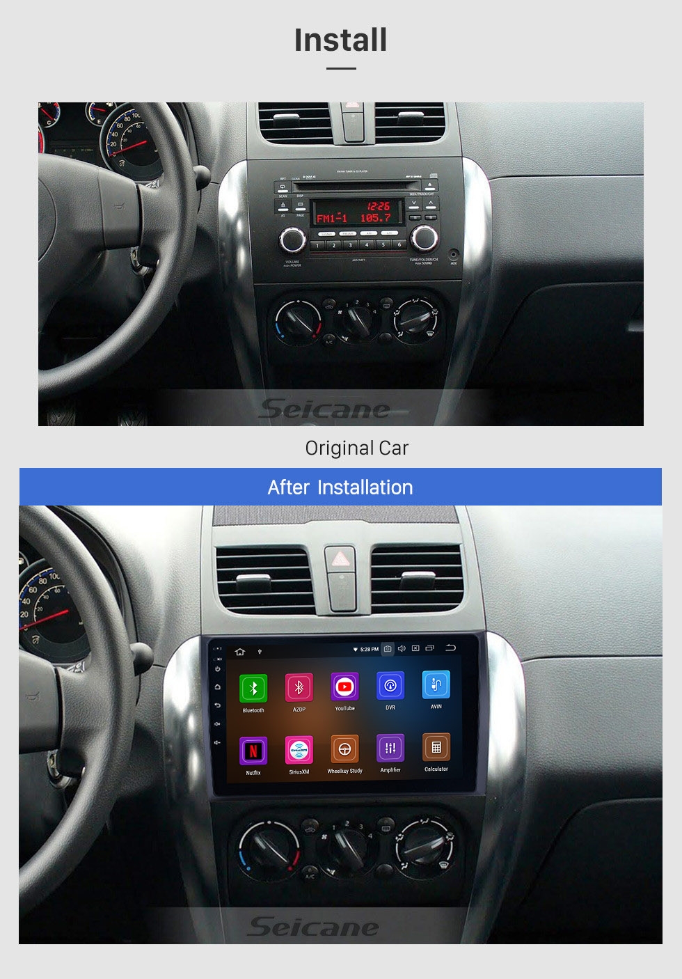 9"android 10 bilstereo Suziki Sx4 (2007--2015) gps, carplay, android auto  ,blåtand, wifi   32GB   rds ,fm radio
