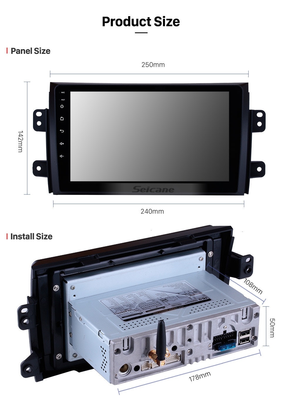 9"android 10 bilstereo Suziki Sx4 (2007--2015) gps, carplay, android auto  ,blåtand, wifi   32GB   rds ,fm radio