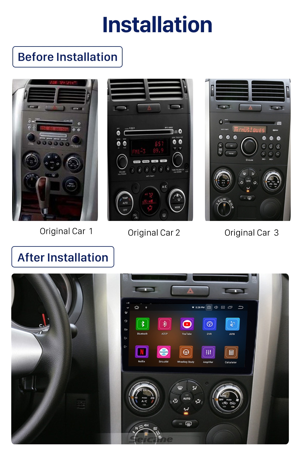 9"android 10,bilstereo Suzuki Vitara ( 2005---2014) gps, carplay  32GB, blåtand  wifi Android auto, rds