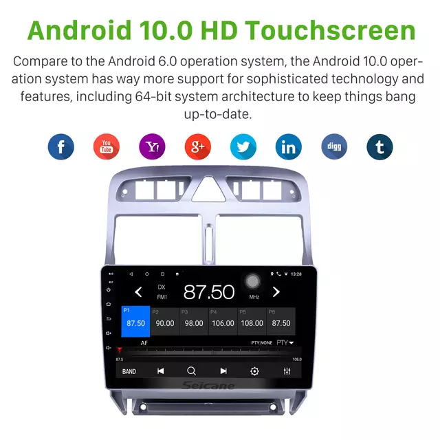 9"android 10 bilstereo  Peugeot  307 (3007--2013) dvr carplay hps,android auto   RDS,32gb,wifi