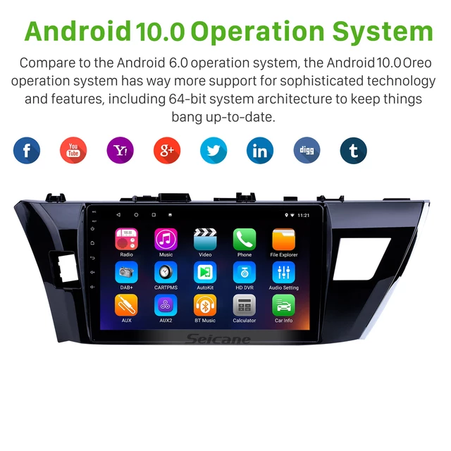 9"android 10,bilstereo Toyota Corolla (2013---2015) 32gb,rds,gps,wifi,carplay, 2gb ram mimne, blåtand, android auto