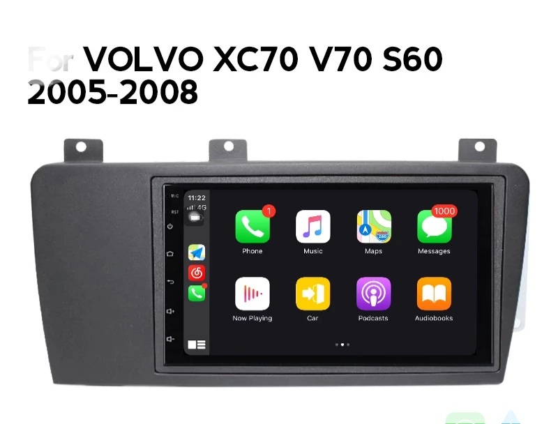 7"android 10,bilstereo volvo v70,xc70,S60 (2005---2008)32GB RDS,carplay ,android auto, GPS,Rattkontroll,