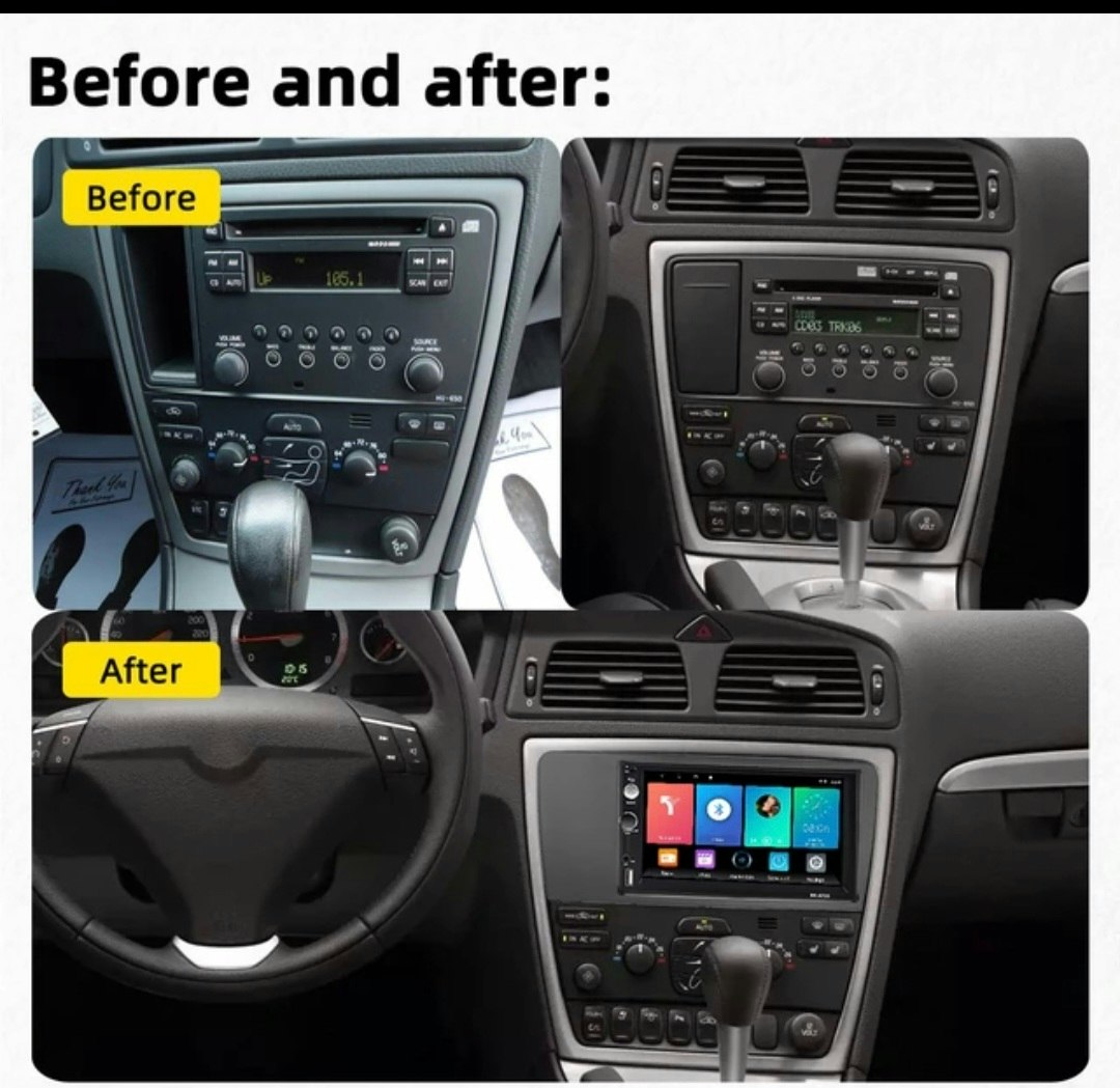 7"android 10,bilstereo volvo v70,xc70,S60 (2005---2008)32GB RDS,carplay  ,android auto, GPS,Rattkontroll, - Vimport