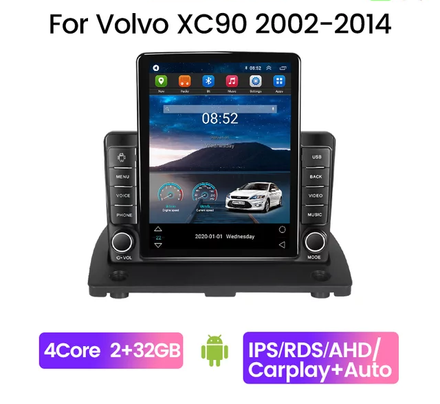 9"android 11,Tesla skärm  Volvo XC90 (2002----2014) gps,carplay, android auto, RDS, WiFi, 32GB, DSP