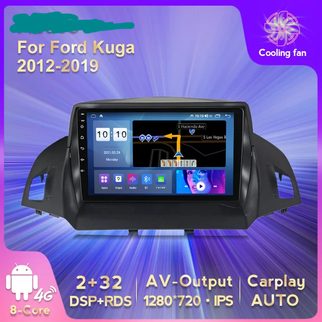 9"android 10 ,bilstereo  Ford Kuga 2 (2012---2019) gps, wifi, 32GB, blåtand, carplay  android auto, RDS,DSP