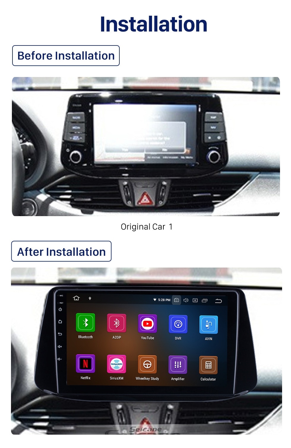 9"android 10  ,bilstereo Hyundai i30  (2018--2019) gps wifi carplay android auto 32gb Blåtand DSP