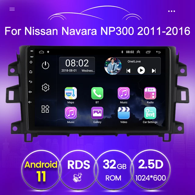 9" android 11, bilstereo Nissan NAVARA NP300 NP 300 (2011---2016) gps wifi carplay android auto blåtand rds Dsp 32gb