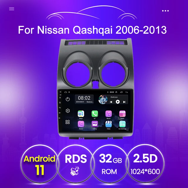 9"android 11,bilstereo  Nissan Qashqai (2006--2013) gps wifi carplay android auto blåtand rds Dsp 32gb