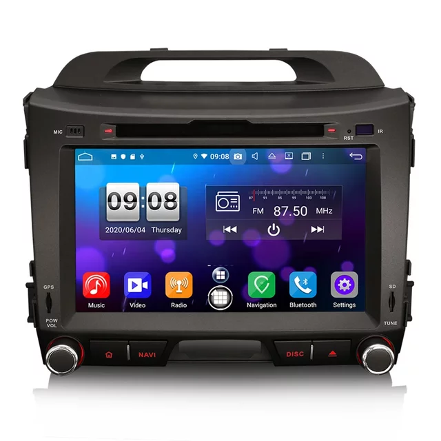 8" android 10,bilstereo Kia Sportage( 2010---2015) gps wifi carplay android auto blåtand rds Dsp 64gb, dvd spelare Dab