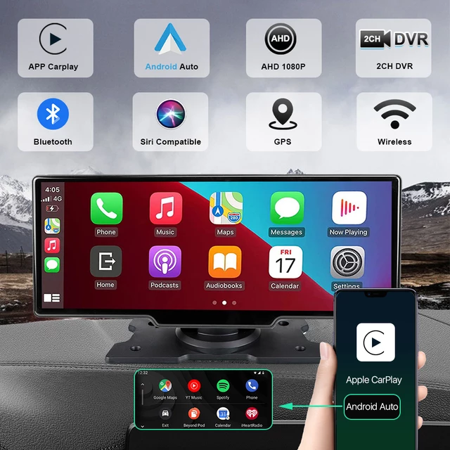 10.2"  DVR monitor  med  carplay,android auto 2 kamerasystem