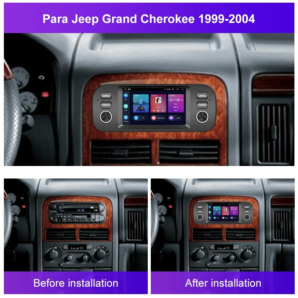 5"android 11 bilstereo Jeep Grand Cherokee , liberty,  wrangler (1999-- 2007) gps carplay  android auto  16GB dsp wifi Bluetooth  rds