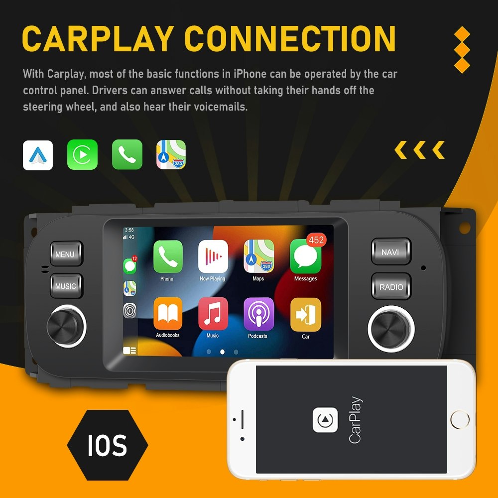 5"android 11 bilstereo Jeep Grand Cherokee , liberty,  wrangler (1999-- 2007) gps carplay  android auto  16GB dsp wifi Bluetooth  rds