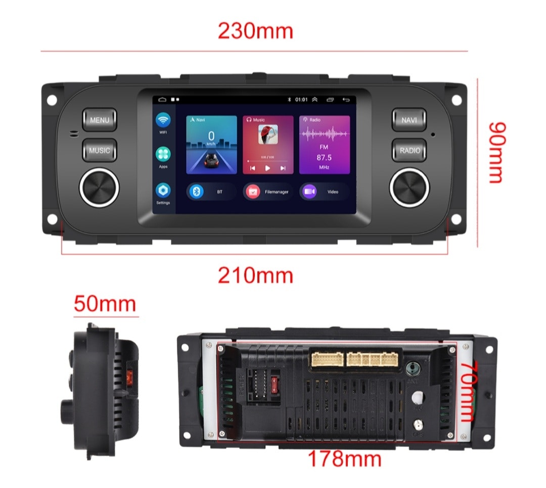 5" android 11 bilstereo Dodge ram caravan  dacota durango  neon viper  pickup ( 2001--2009) gps wifi dsp  RAM:4GB,ROM:64GB, Bluetooth rds  CarPlay android auto,4G LTE