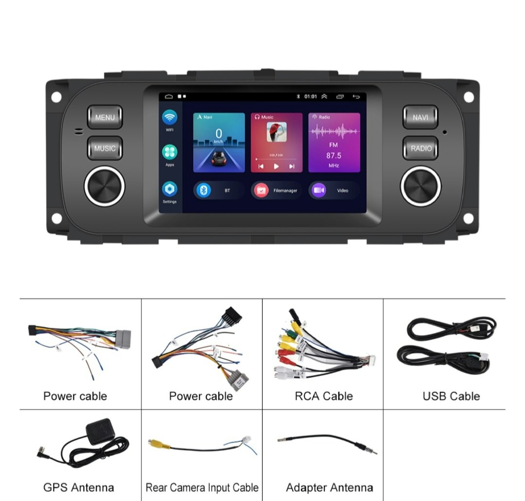 5" android 11 bilstereo Dodge ram caravan  dacota durango  neon viper  pickup ( 2001--2009) gps wifi dsp  RAM:4GB,ROM:64GB, Bluetooth rds  CarPlay android auto,4G LTE