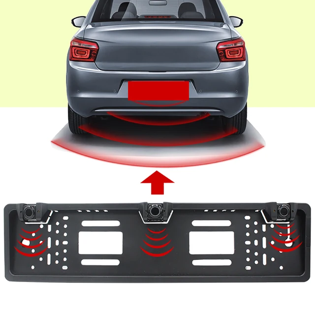 Bilnummersskylt med parkerngsensor