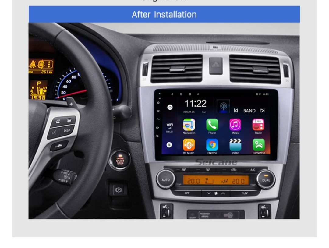 9" android 10 bilstereo  Toyota Avensis ( 2009---2013) gps wifi carplay android auto blåtand rds Dsp 32gb