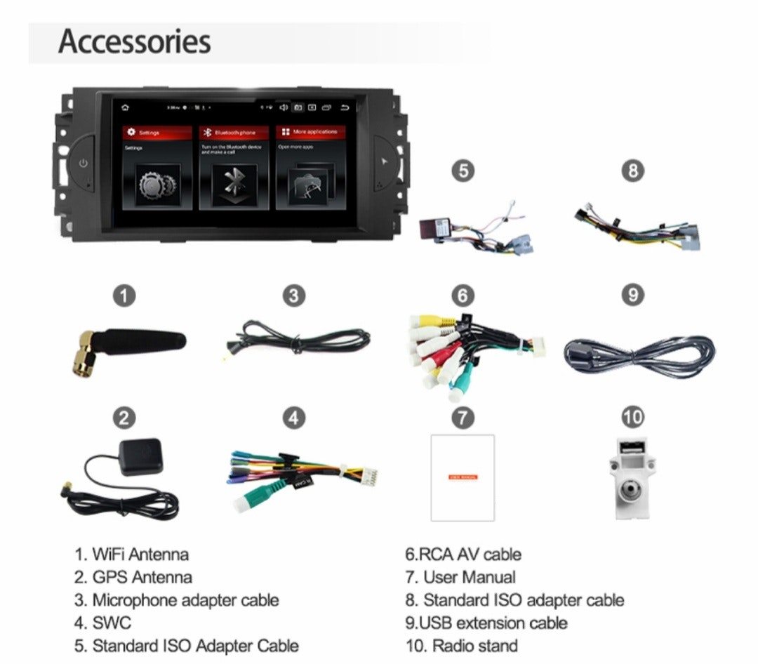 6.95" android 11 bilstereo Jeep Patriot, commander , cherokee, grand cherokee, compass (2006---- 2008) gps wifi carplay android auto blåtand rds Dsp 32gb minne DAB  pekskärm  3GB ram