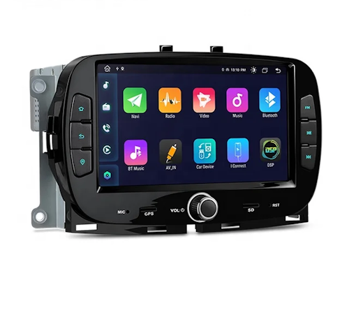 7"android 12 bilstereo Fiat 500 (2016-2020) gps wifi carplay android auto blåtand rds Dsp 64gb,4G modul