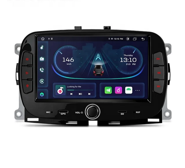 7"android 12 bilstereo Fiat 500 (2016-2020) gps wifi carplay android auto blåtand rds Dsp 64gb,4G modul