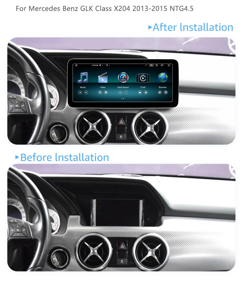 12.3" android 12 bilstereo Mercedes Benz GLK-Class X204  2009-2012  Original NTG 4.0 system gps carplay android auto blåtand rds Dsp 64gb 4g wifi