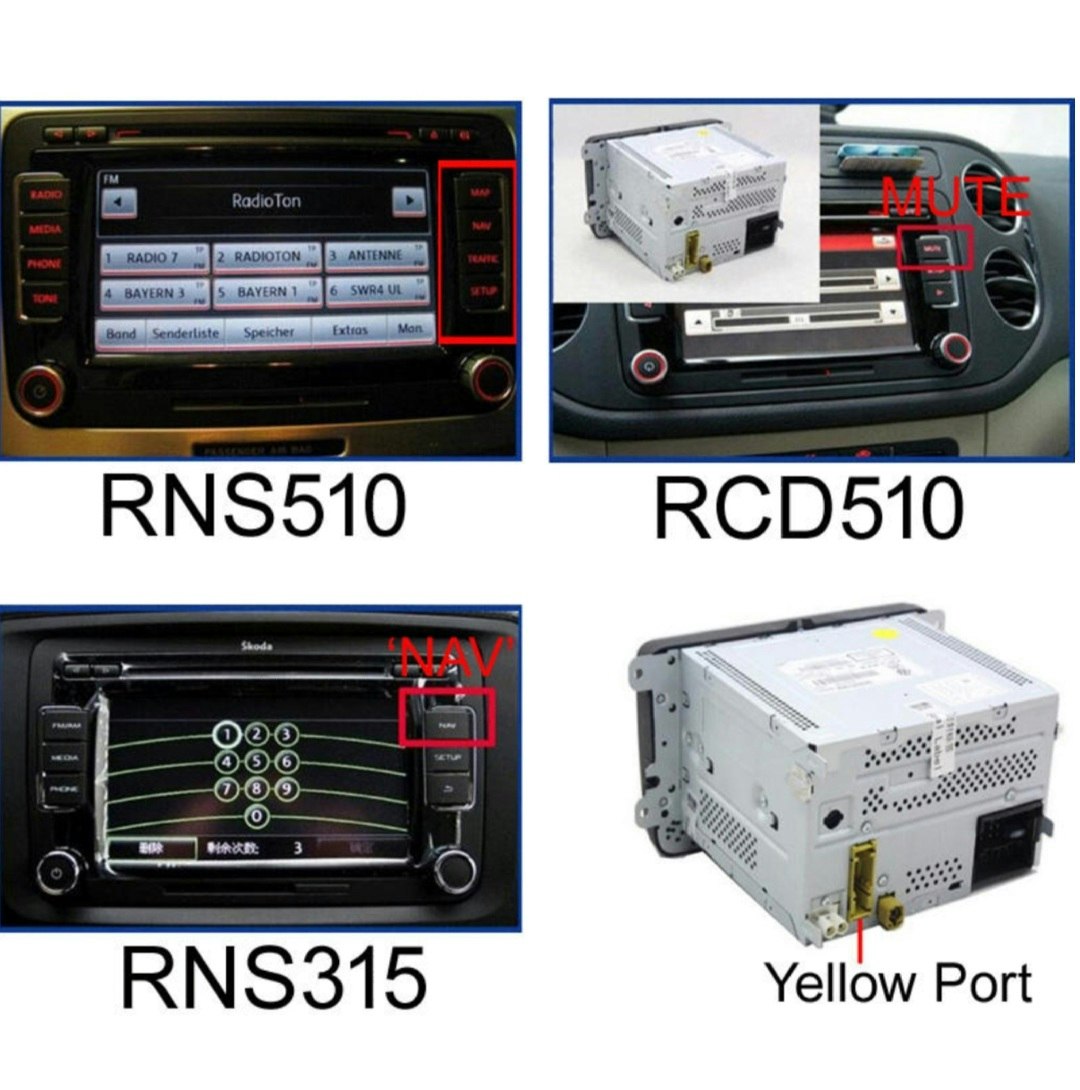 Backkamera adapter till vw passat , polo, golf original  bilstereo( RNS315, RCD510, RNS510))