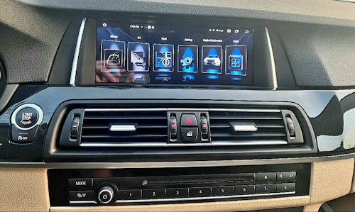 10,25" android 12  bilstereo  BMW 5-serie F10/F11 (2013---2017) med NBT System gps wifi carplay android auto blåtand ROM:128gb , RAM: 8GM, 4G wifi MODUL