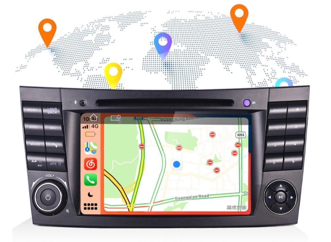 7"android 11 bilstereo Mercedes Benz  E-Class ( 2002--2008) gps wifi carplay android auto blåtand rds Dsp 32gb