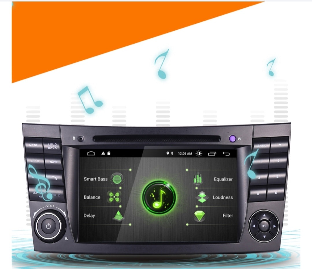 7"android 11 bilstereo Mercedes Benz  E-Class ( 2002--2008) gps wifi carplay android auto blåtand rds Dsp 32gb