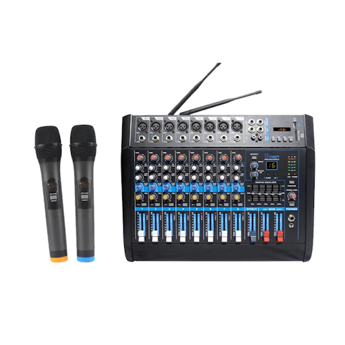 8 kanal mixerbord  med Bluetooth  2st trådlösa mikrofoner