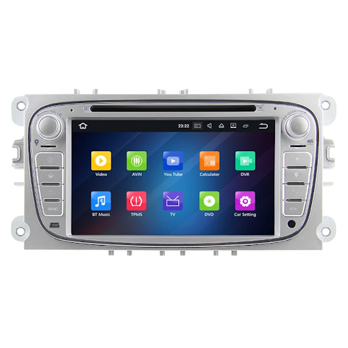 7" android 12. Silver Bilstereo ,dvd-spelare  Ford Mondeo/Focus/s-max  /C-max/ Galaxy/(2007---2011) GPS wifi carplay android auto blåtand rds Dsp  GSM 128 GB, 4G wifi modul