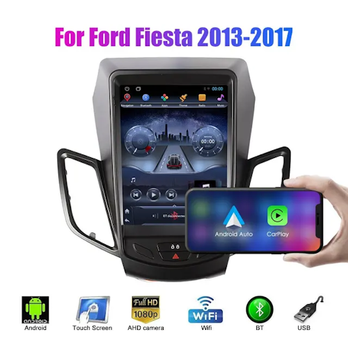 9.7"android bilstereo  Ford Fiesta (2013--2017) GPS wifi carplay android auto blåtand rds Dsp 64gb 4g WiFi-modul