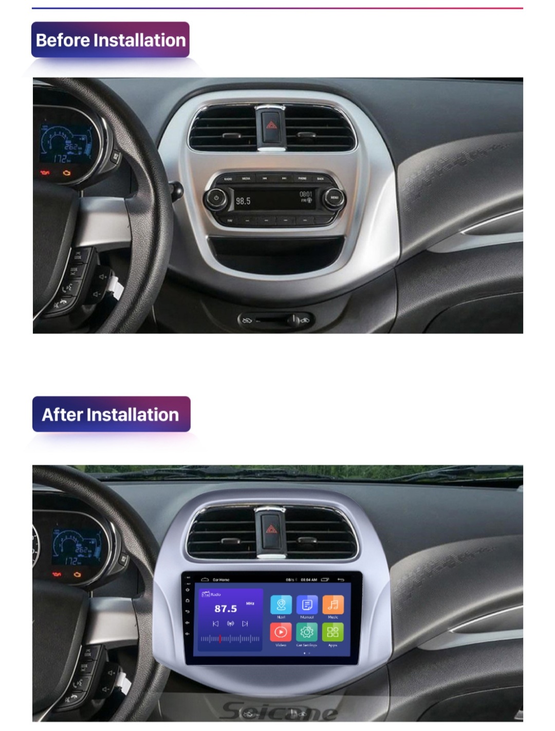 9"android 11 bilstereo Chevrolet  Matiz (2015--2018) gps wifi carplay android auto blåtand rds Dsp 32gb 4G SIM