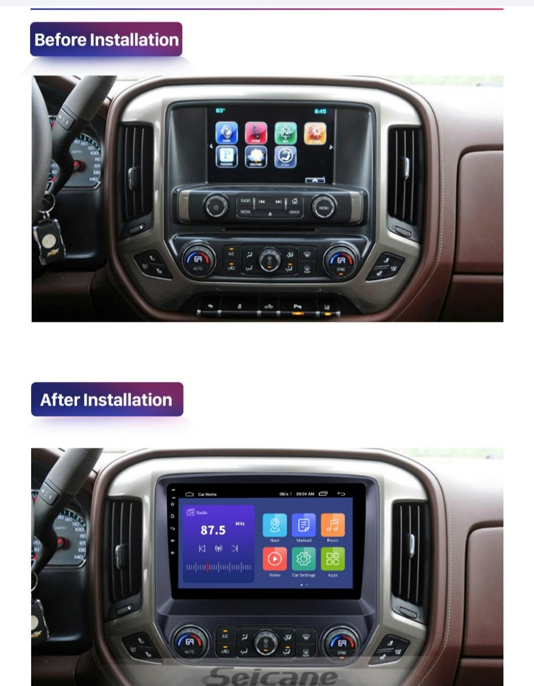10,1" android 12 bilstereo Chevrolet Silverado  (2014--2018) gps wifi carplay android auto blåtand rds Dsp 64gb 4g  SIM