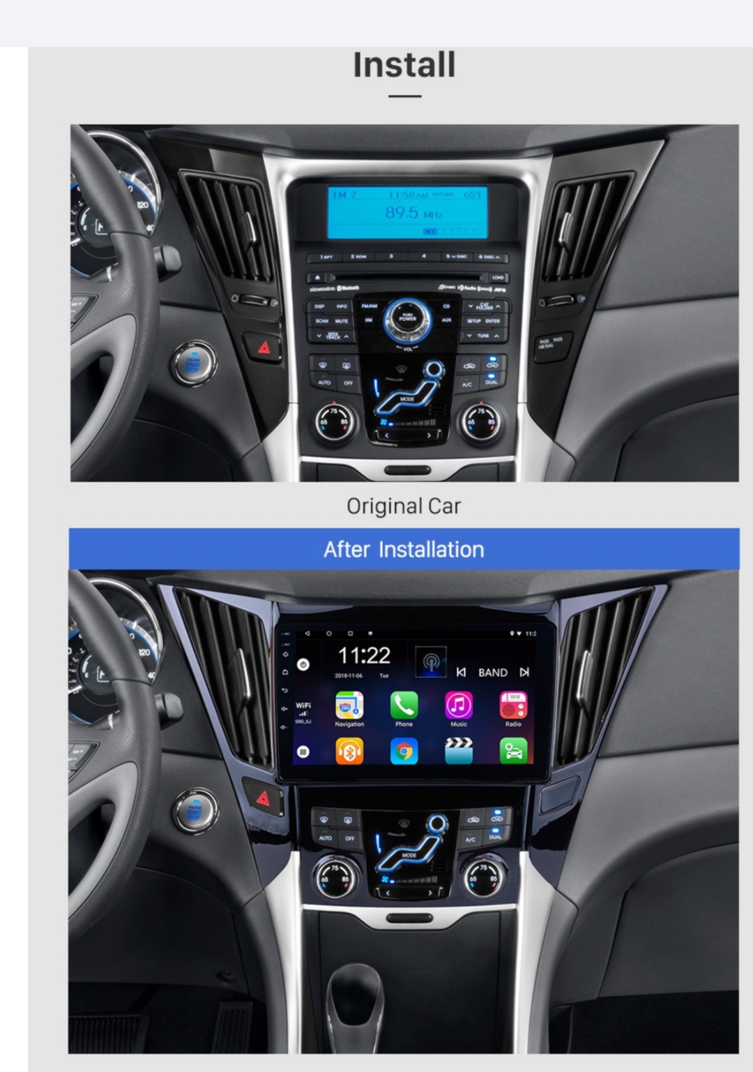 9" android12, bilstereo  Hyundai i40 ( 2011--2015) gps wifi carplay android auto blåtand rds Dsp 64gb 4GSIM 0